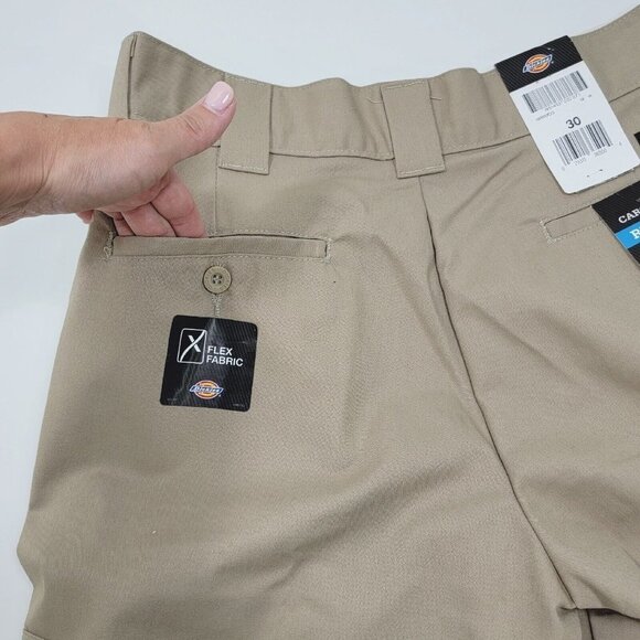 Dickies Flex Cargo Shorts Mens 30 Relaxed Fit Beige Khaki Pockets Twill Workwear - Picture 7 of 16